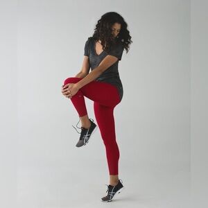 Lululemon - Casual Tight Stuff Tight *Reflective Vibrant Red Leggings in Size 6
